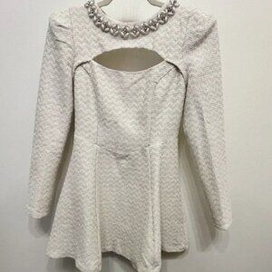 Ivory Tweed mini dress with embellished neckline Size Small